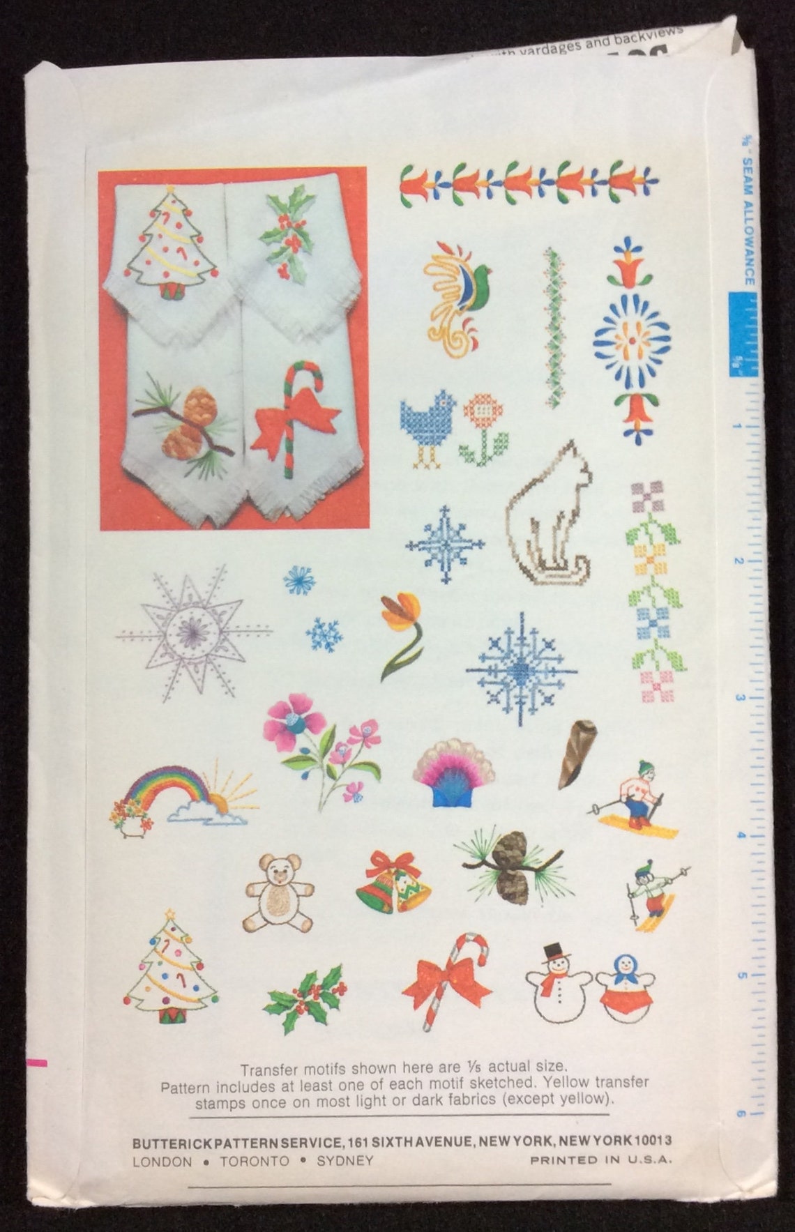 Butterick Embroidery Transfers Pattern Different Etsy