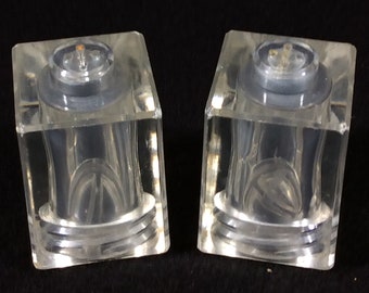 Clear Plastic Salt And Pepper Shakers DAMAGED