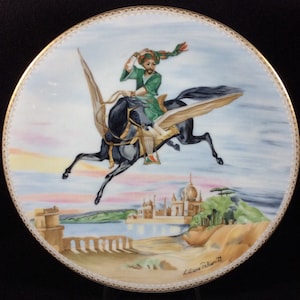 The Magic Horse Collector Plate By Liliane Tellier From Haviland Limoges, Le Cheval Magique, 1979, Gold Trimmed, Flying Horse