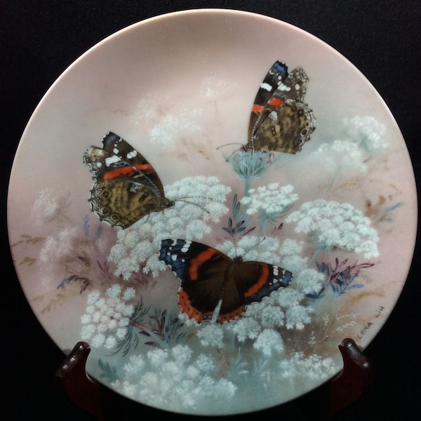 Red Admirals Collector Plate By Lena Liu For W S George, On Gossamer Wings Series, Limited Edition, Made In USA, Butterflies