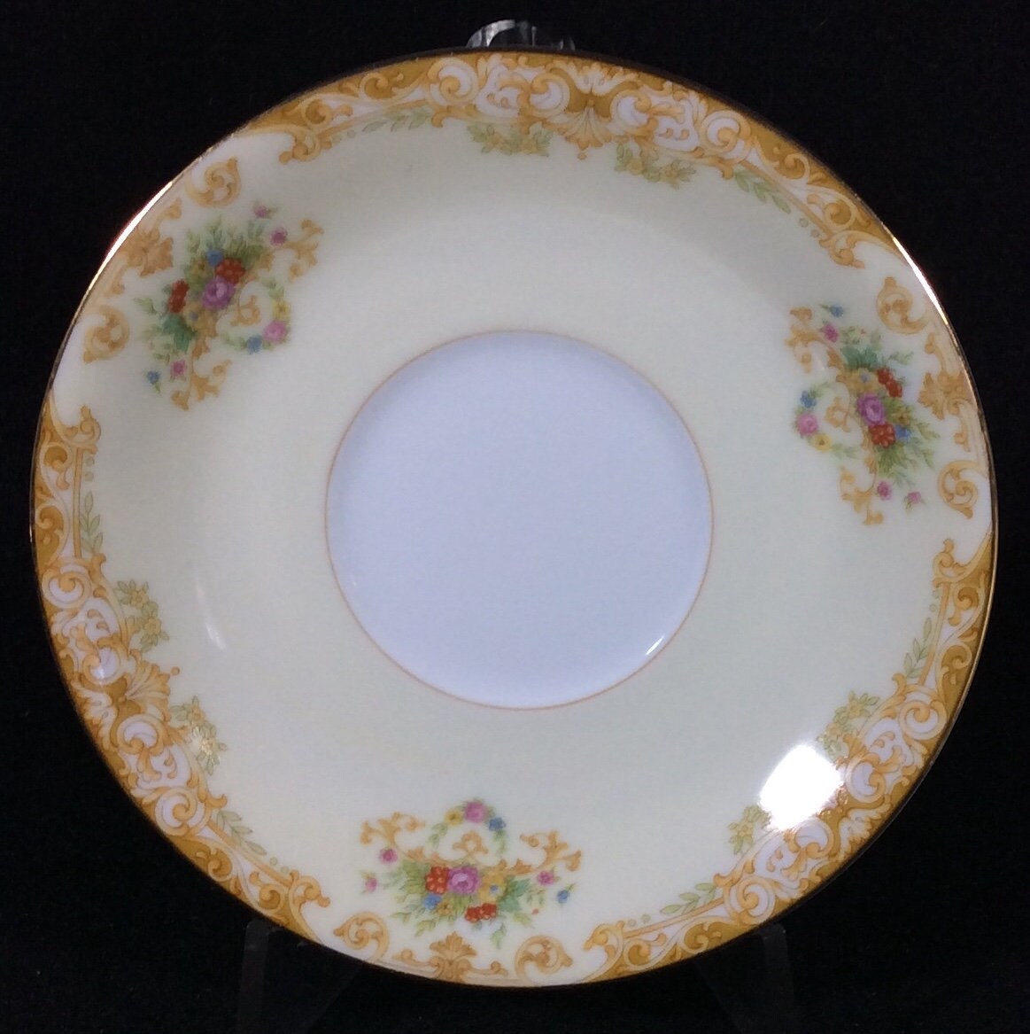 Noritake Mystery 198 Dinnerware, Gold Trim, Tan Scroll Border
