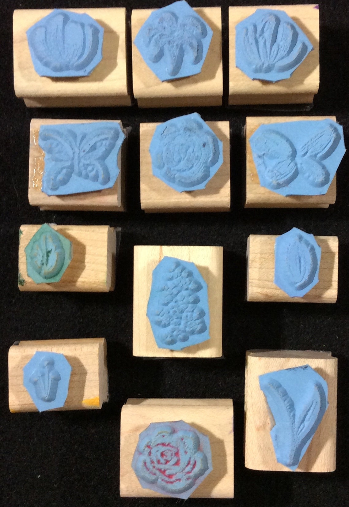 Watercolor Minis Wood Mounted Rubber Stamp Set From Stampin | Etsy