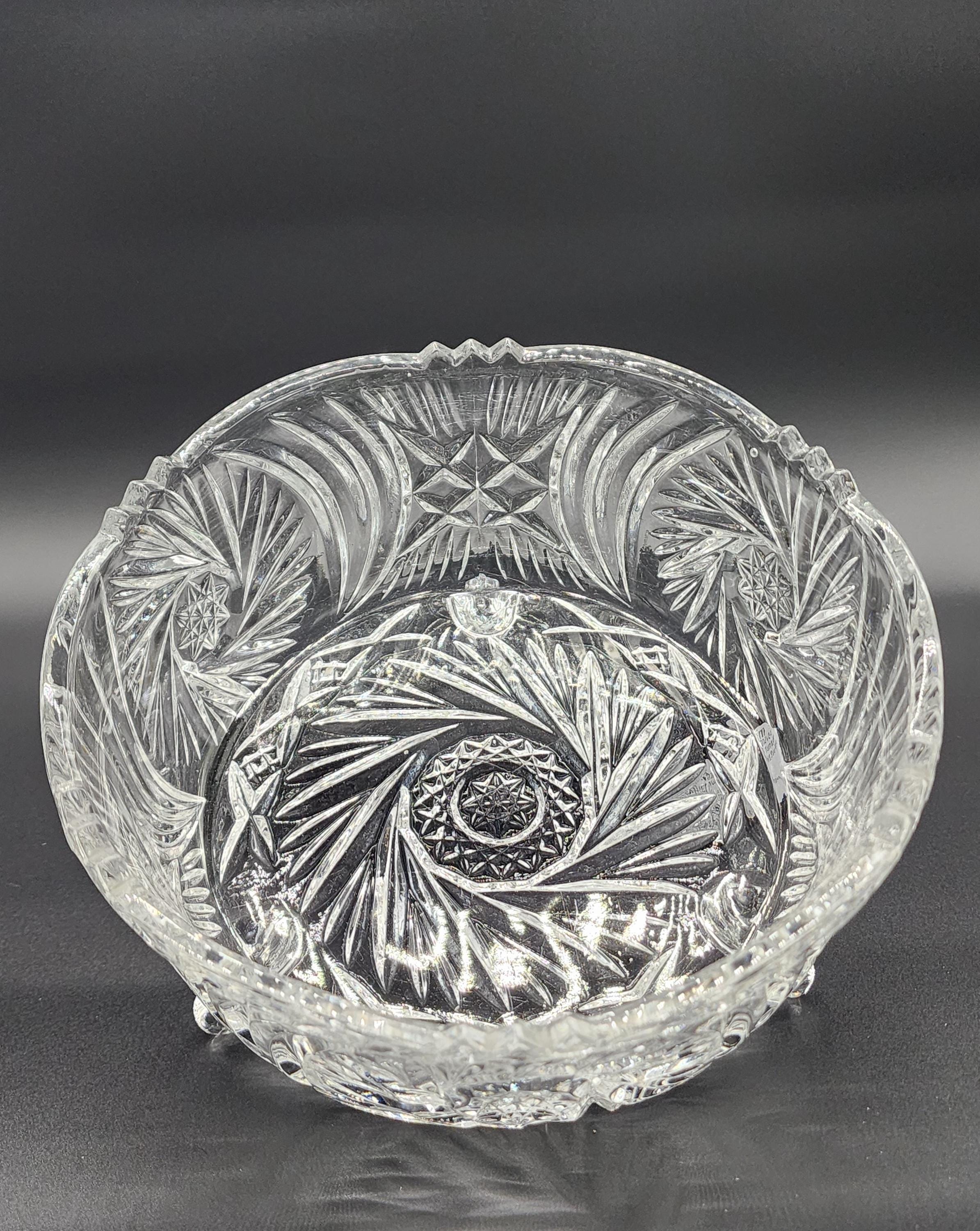Stunning Lead Crystal Anna Hutte Round Footed Bowl, Made in