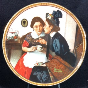Gossiping In The Alcove Collector Plate By Norman Rockwell For Knowles, Bradford Exchange, Rockwell&#39;s Rediscovered Women Collection, Sixth