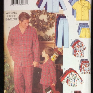 Butterick Men&#39;s/Children&#39;s Top, Shorts, And Pants Sleepwear Pattern 6887 Size Small, Medium, Large, Extra Large, Lounge Wear