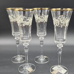 Antique Champagne Glass With Gold Trim - Etsy