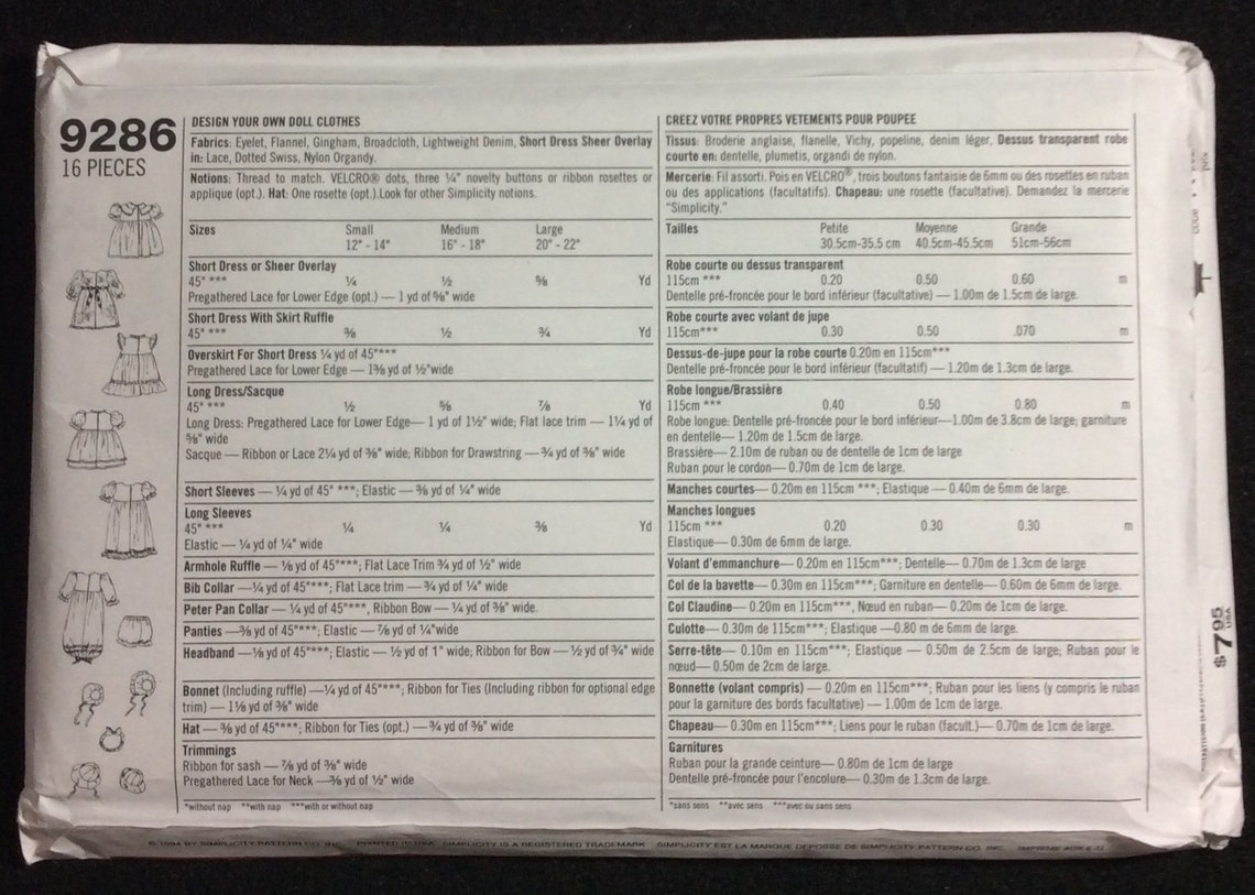 Simplicity Crafts Design Your Own Doll Clothes Pattern 9286 Etsy