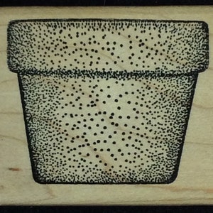 Flowerpot Wood Mounted Rubber Stamp, Plant, Planting, Flowers, Garden