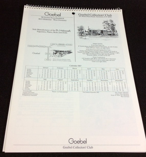 Degrazia Calendar 1986, Goebel, 12 Months of Figurines, Goebel Collectors'  Club - Etsy