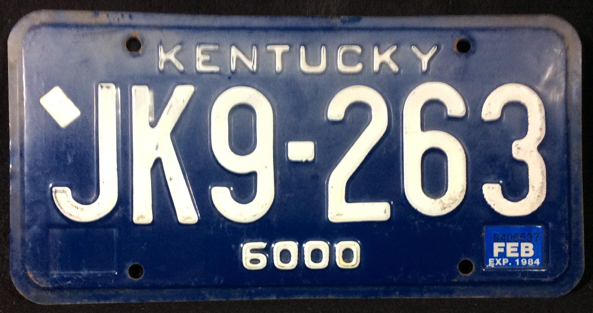 1984 Kentucky Metal License Plate for Automobile, Auto, Car Blue