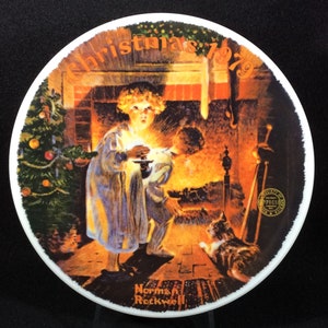 Somebody&#39;s Up There Collector Plate By Norman Rockwell, Sixth In An Annual Series, Edwin M Knowles, 1979, Christmas, Santa Claus