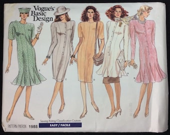 Vogue Misses'/Misses' Petite Dress, Tunic And Skirt Pattern 1988 Size 8, 10, 12 Basic Design Easy