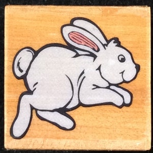 Bunny Rabbit Hare Wood Mounted Rubber Stamp Easter, Spring
