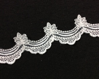 White Swag and Floral Venise Lace 1 7/8 Inch Wide, By The Yard, Trims, Trim, Wedding, Garments, Infant, Milinery, Costuming, Fashion Design
