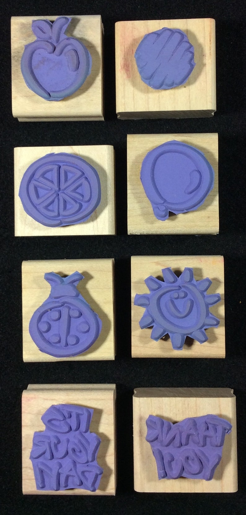 Orange Sun Lady Bug Fanciful Favorites Wood Mounted Rubber Stamp Set From Stampin Up It/'s Your Day Balloon Apple Thank You
