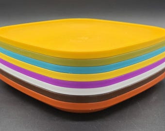 Tupperware 8 Inch Square Plate, Camping, Lunch, Picnic, BBQ, Kids, Children, Sold Individually, 70's, MCM, Mid Century