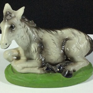 Donkey, Paper Mache, Made In Italy, Crèche, Nativity, Christmas, Jesus, Birth, Mid Century, 8 Inch Scale, Holy Family