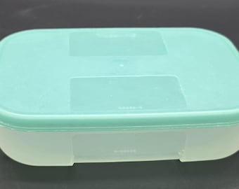 Vintage Tupperware Freezer Mate, 20898, 1 1/4 Cup, Turquoise Lid, Storage, Rectangle,