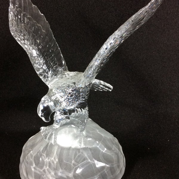 Crystal Bald Eagle With Fish In Claw, Crystal D' Arques, 24% Lead, Made In France, Frosted Base, Patriotic, Bird,