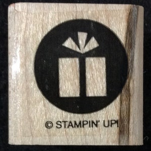 Circle With Birthday Present / Gift Wood Mounted Rubber Stamp From Stampin Up, Party Hearty, Celebrate, Celebration, Birthday