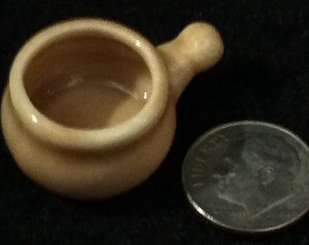 Miniature Tiny Ceranic Pot With Handle, Doll House, Shadow Box, Diorama, Altered Art, Mixed Media, Kitchen, Chamber Pot, Crock