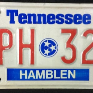 1989 Metal Tennessee License Plate, Red, White, Blue, Automobile, Auto, Car, Volunteer State, Hamblen County