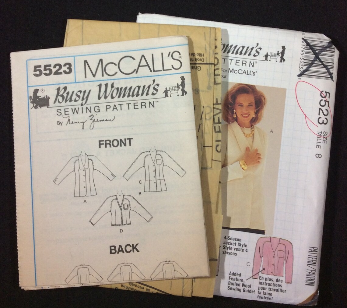 McCall's Misses' Unlined Jacket Pattern 5523 Size 8 | Etsy
