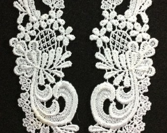 Off White Floral Venise Collar Appliques, One Pair, Dyeable, Trims, Trim, Wedding, Garments, Infant, Millinery, Costuming, Fashion 53