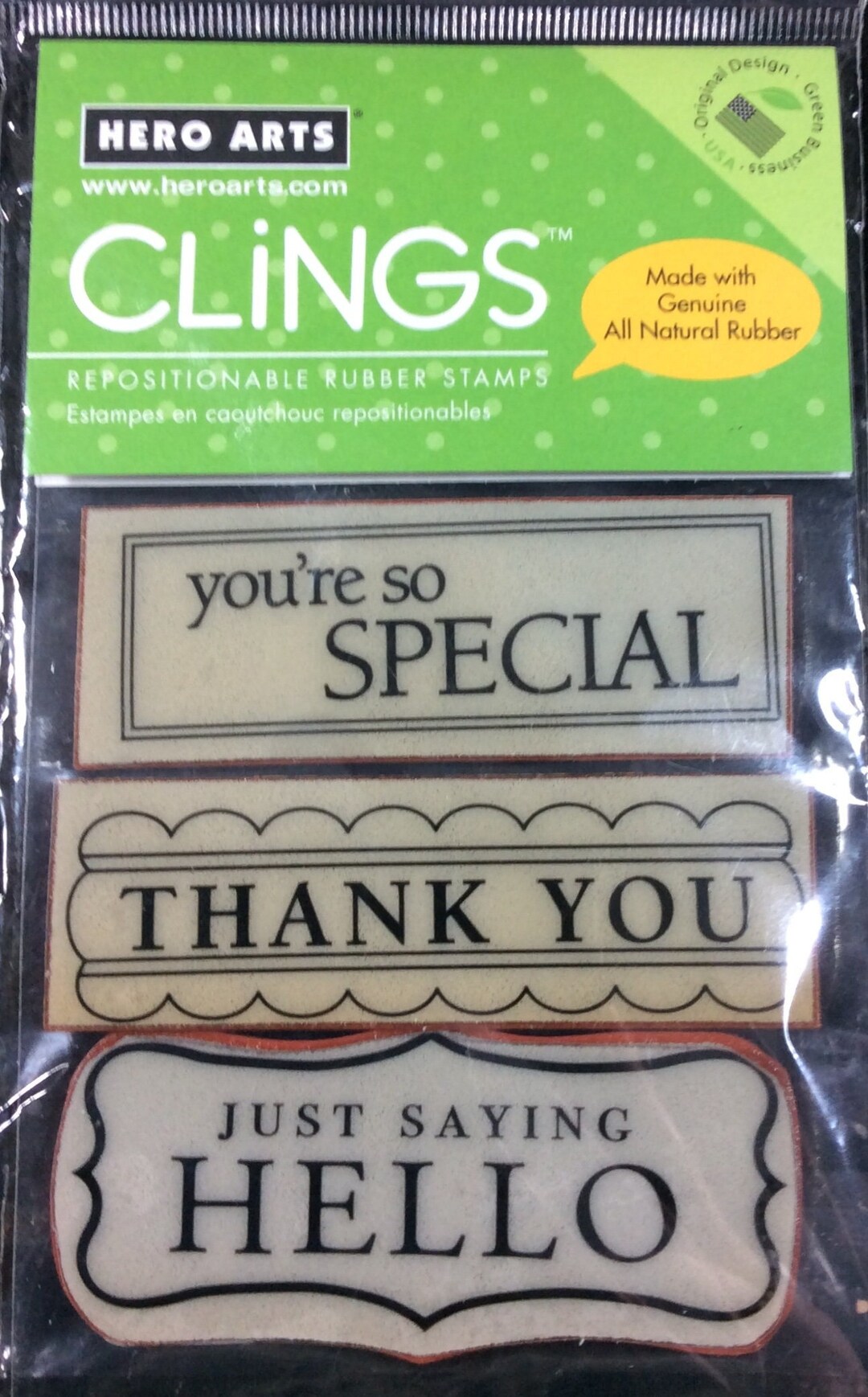 3 Piece Unmounted Rubber Stamp Set From Hero Arts, Clings, You're so