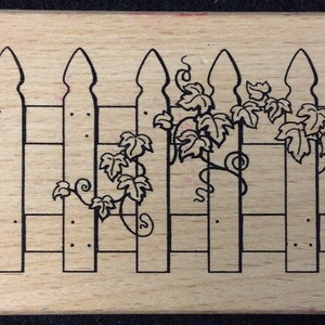 Garden Gate With Ivy Wood Mounted Rubber Stamp From Greenbrier. Summer, Spring, Picket Fence