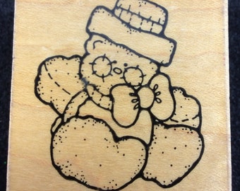 Sello de goma montado en madera teddy Bear por JRL Designs