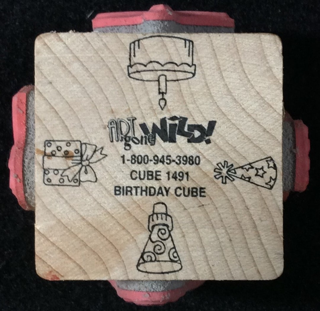 Birthday Cube Wood Mounted Rubber Stamp From Art Gone Wild Birthday Cube Wood Mounted Rubber Stamp From Art Gone Wild