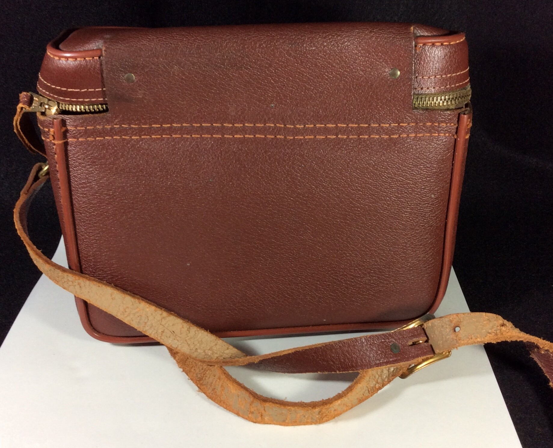Brown Leather Kam-ra Bag 863, Genuine Cowhide, Made in USA, Camera 