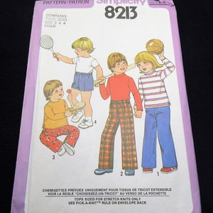 Simplicity Toddlers&#39; And Child&#39;s Pullover Tops, Pants And Shorts Pattern 8213 Size 5 - 6 Top Sized For Stretch Knits