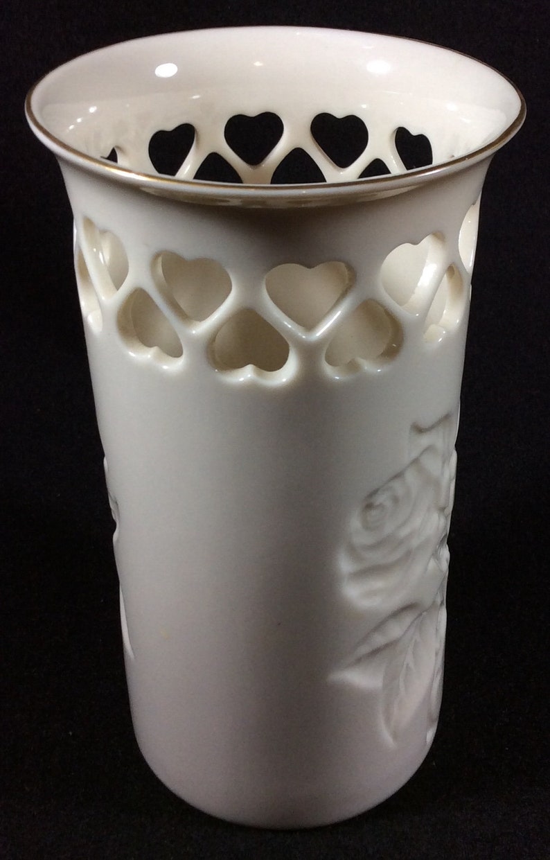 Lenox Heart Collection Vaseheartpierced Porcelain Cream Etsy