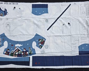 Cranston Hug Me 15" Polar Bear Fabric Panel, Stuffed Bear, Christmas, DYI, Sewing, Cut N Sew, Toy, Winter