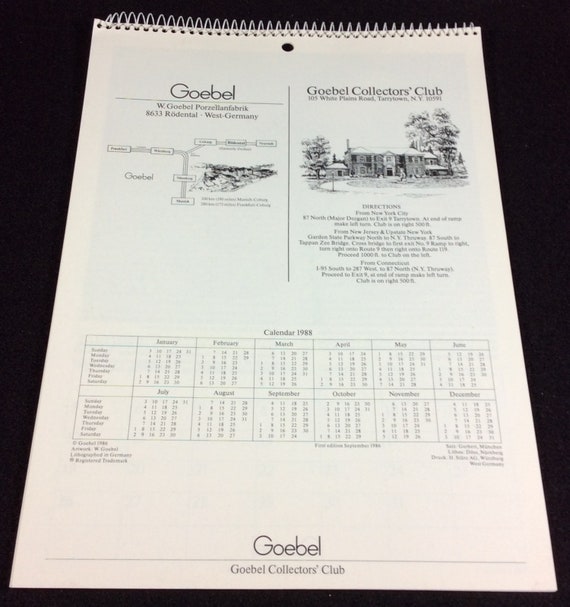 1987 Calendar, Goebel, 12 Months of Figurines, Goebel Collectors' Club 10  Years 1977 1987 - Etsy
