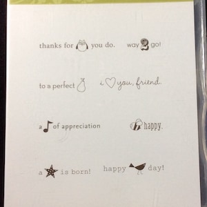 Imagínese este sello de goma de montura adhesiva establecido desde Stampin Up, Bee Happy, Note Of Appreciation, Star Is Born, Happy Bird Day. A una pera perfecta