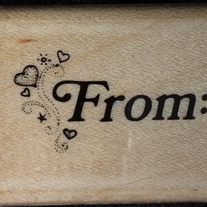 From With Hearts Tag Stamp Wood Mounted Rubber Stamp From Embossing Arts, Gift, Present, Love, Valentine, Heart, Anniversary