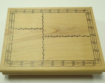 Sectioned Background Stamp Wood Mounted Rubber Stamp By Morning Star Rectangles, Patchwork