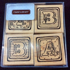 Bloques de bebés de madera montados en sellos de goma de cerca de mi corazón, CTMH, B, A, B, Y, Bebé, Niño, Ducha, Nacimiento, Adopción,