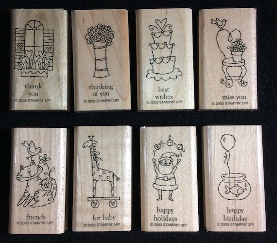 Happy Birthday Cat Wooden Stamp Happy Birthday Cat Wooden Stamp