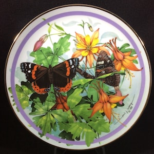 Red Admiral Collector Plate By Paul J Sweany For The Hamilton Collection, Butterfly Garden Collection, 24K Gold Rimmed, Fine China