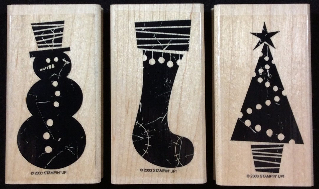 Holiday Basics Wood Mounted Rubber Stamp Set From Stampin Up, Snowman ...