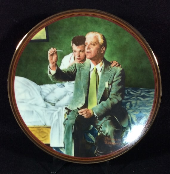 【箱・説明書付き】WALTHAM 1985年 YEAR PLATE 記念プレート The Country Doctor Plate by Norman Rockwell for Knowles, Bradford