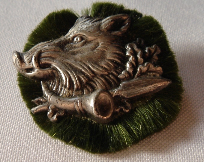 Vintage German Hat Pin With Boar And Gamsbart Rosette With Etsy