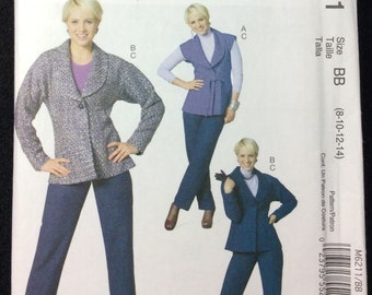 McCall's Misses' Lined Vest And Jacket, Belt And Pants Pattern M6211 Size 8, 10, 12, 14, Fashion That Fits