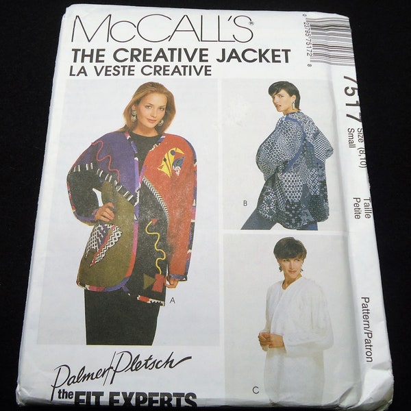 McCall's The Creative Jacket La Veste Creative Jacket Pattern 7517 Size Small 8,10