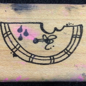 Watermelon Slice Wood Mounted Rubber Stamp Fruit, Picnic, Summer, Party, Bar B Que, Birthday, Melon, 4th Of July, Memorial Day, Labor Day