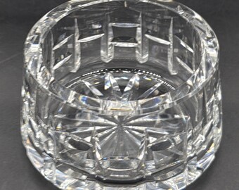 Lead Crystal Tralee Ladder Cut Glass Candy Dish With Starburst Bottom, Tapered Sides, Open Sugar Bowl
